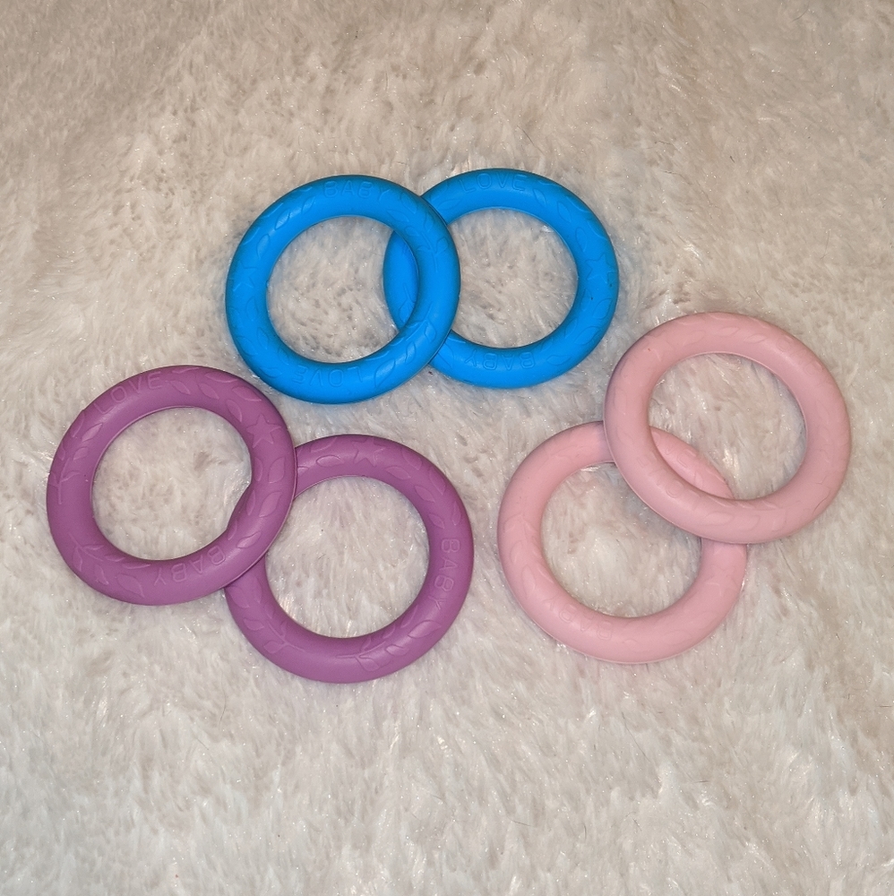 PAIR of baby Teething rings teether toy set unisex